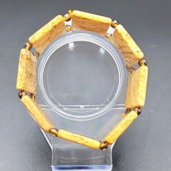 Natural Gemstone Picture Jaspet Smokey Quartz Stretch Bracelet US Size 7.5" - Picture 5 of 9